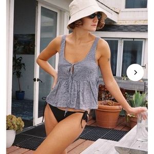 Ciao Lucia Rocco top navy/white gingham size S NWT